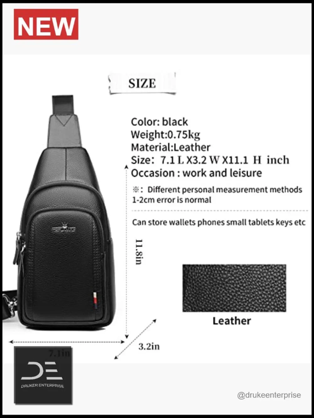PU Leather Sling Backpack Crossbody Shoulder Bag Travel Daypack